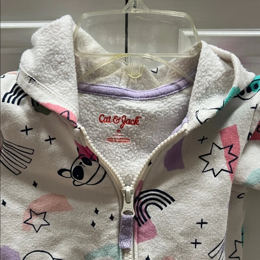 Cat & Jack White Hoodie with Colorful Graphics